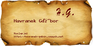 Havranek Gábor névjegykártya